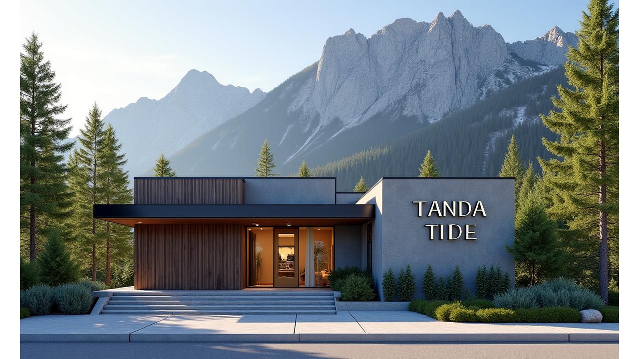 Tundra Tide office exterior in Banff with mountains in background