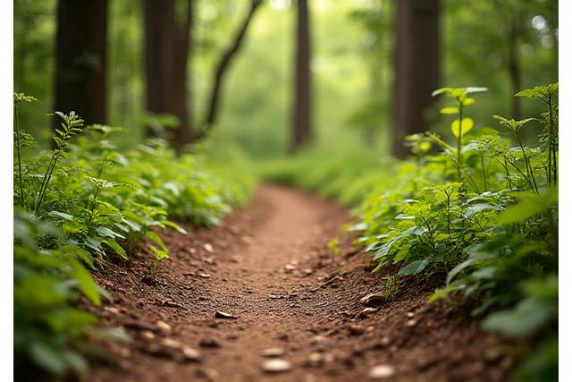 Footprints on a pristine wilderness trail, illustration of 'Leave No Trace' principles